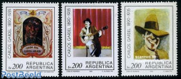 Argentina 1985 Carlos Gardel 3v, Mint NH, Performance Art - Music - Art - Modern Art (1850-present) - Paintings - Unused Stamps