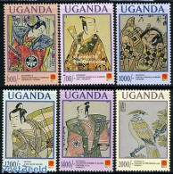 Uganda 2001 Philanippon 01 6v, Mint NH, Nature - Birds - Art - East Asian Art - Paintings - Other & Unclassified