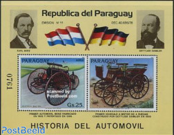 Paraguay 1983 Benz Velociped S/s, Mint NH, Transport - Automobiles - Voitures