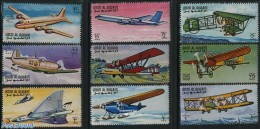 Umm Al-Quwain 1968 Aviation History 9v, Mint NH, Transport - Aircraft & Aviation - Airplanes