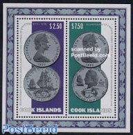 Cook Islands 1974 James Cook, Coins S/s, Mint NH, History - Transport - Various - Explorers - Ships And Boats - Money .. - Explorateurs