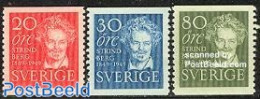 Sweden 1949 A. Strindberg 3v, Mint NH, Art - Authors - Unused Stamps