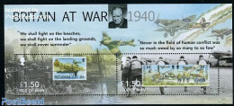 Isle Of Man 2010 Britain At War S/s, Mint NH, History - Transport - World War II - Stamps On Stamps - Aircraft & Aviat.. - Guerre Mondiale (Seconde)