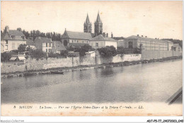 ADTP5-77-0389 - MELUN - La Seine - Vue Sur L'église Notre-dame Et La Prison Centrale  - Melun