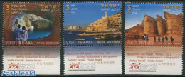 Israel 2012 Tourism 3v, Mint NH, History - Transport - Various - Geology - Ships And Boats - Tourism - Ongebruikt (met Tabs)