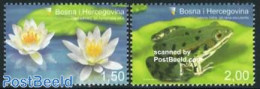 Bosnia Herzegovina 2008 Frog & Water Flowers 2v, Mint NH, Nature - Animals (others & Mixed) - Flowers & Plants - Frogs.. - Other & Unclassified