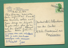 Marque Linéaire 16 Chasseneuil Sur Bonnieure 1983 Annulation à L’arrivée Du Timbre Sur CP Paris Montmartre - Handstempel