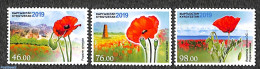 Kyrgyzstan 2019 Flora, Poppy Flowers 3v, Mint NH, Nature - Flowers & Plants - Other & Unclassified