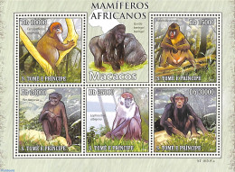 Sao Tome/Principe 2010 Monkeys 5v M/s, Mint NH, Nature - Animals (others & Mixed) - Monkeys - Wild Mammals - Sao Tome Et Principe