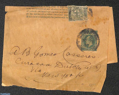 Jamaica 1908 Wrapper Sent To New York, Used Postal Stationary - Jamaique (1962-...)