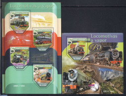 Sao Tome/Principe 2015 Railways 2 S/s, Mint NH, Transport - Railways - Trains