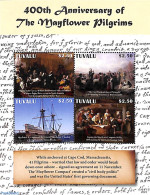 Tuvalu 2020 The Mayflower Pilgrims 4v M/s, Mint NH, Transport - Ships And Boats - Schiffe