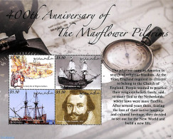 Grenada 2021 The Mayflower Pilgrims 4v M/s, Mint NH, Transport - Ships And Boats - Barcos