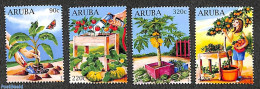 Aruba 2021 Agriculture 4v, Mint NH, Nature - Various - Fruit - Trees & Forests - Agriculture - Frutas