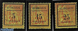 Guadeloupe 1889 Overprints 3v, Unused (hinged) - Unused Stamps