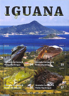 Grenada Grenadines 2021 Iguana 4v M/s, Mint NH, Nature - Reptiles - Grenade (1974-...)