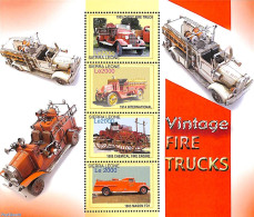 Sierra Leone 2005 Vintage Fire Trucks 4v M/s, Mint NH, Transport - Fire Fighters & Prevention - Firemen