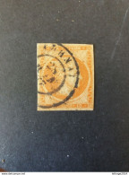GREECE GRECIA HELLAS Ελλάδα 1861 10 L Arancio Cifre Al Verso Grande Testa Hermes Tir. Atene Carta Crema - Used Stamps