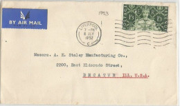 UK Britain Coronation QE2 HV 1S3 Solo Franking Commerce AirmailCV Liverpool 6jul1953 To USA Decatur IL - Covers & Documents