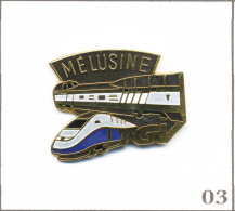 Pin’s SNCF “Mélusine“ (Voiture TGV - VEGV Voiture Essais Grande Vitesse) - Cartouche Noir. Est. GD. EGF. T1015-03 - TGV