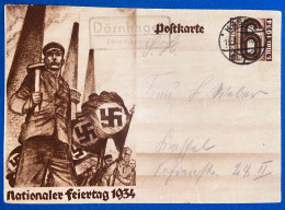 Ansichtskarte Ganzsache 1.Mai 1934 Nationaler Feiertag 1934 Postkarte Deutsches Reich - Guerra 1939-45