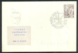 .Yugoslavia, 1960-04-24, Serbia, Senta, Poet Thurzo Lajos, Special Postmark & Card - Other & Unclassified