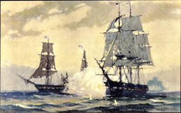 CPA Ship Constitution Besiegt Ship Cayne Und Ship Levant, 1815 - Autres & Non Classés