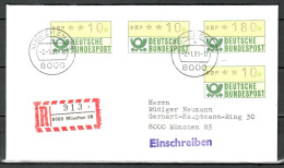 MiNr. ATM 1.1, Ersttagsbrief, Portoger. E-Brief In München, B-2244 - Timbres De Distributeurs [ATM]