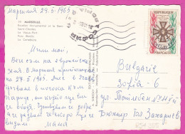 294355 / France - MARSEILLE 4 View Gare Saint-Charles PC 1965 USED 0.40 Fr. Cinquantenaire De La Croix De Guerre - Briefe U. Dokumente