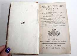 INSTRUCTION FACILE SUR LES CONVENTIONS OU NOTIONS SIMPLES DANS LA SOCIETE 1773 / LIVRE ANCIEN XVIIIe SIECLE (2204.156) - 1701-1800