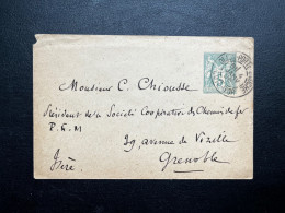 5c SAGE SUR ENTIER  ENVELOPPE / DIJON PORTE D'OUCHE POUR GRENOBLE  / LSC / 1896 - Sonstige & Ohne Zuordnung