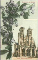 21.SEMUR.SOUVENIR DE SEMUR.FACADE DE L'EGLISE NOTRE DAME.FLEURS - Semur