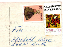 Sweden Christmas Postcard To Soviet Estonia With Tuberculosis Charity Stamp Label Cinderella Vignette GOD HELG 1978/1979 - Covers & Documents