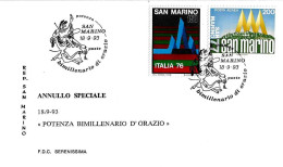 SAN MARINO - 1993 2000° Poeta ORAZIO (poeta Che Mangia Uva Opera Di Ro Marcenaro) - Mostra Filatelica Potenza - 431 - Scrittori