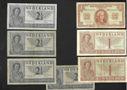 NETHERLANDS - PAYS - BAS : 7 OLDER CIRCULATED NOTES IN FINE / VERY FINE - Colecciones