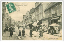 28.CHATEAUNEUF EN THYMERAIS.LA RUE GRANDE LE JOUR DU MARCHE.LEGERE DECHIRURE - Autres & Non Classés