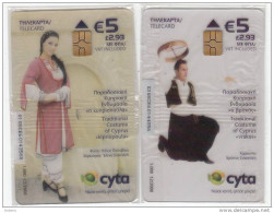 CYPRUS - Traditional(Woman & Man), Set Of 2 Transparent Collector"s Cards No 16-17, Tirage 1000, 11/08, Mint - Cyprus