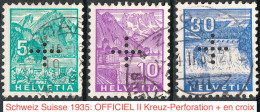 Schweiz Suisse 1935: OFFICIEL II N° 3+7 (10+30) Kreuz-Perforation + En Croix ⊙  (Zu CHF 34.00) - Dienstzegels