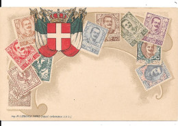 Carte Représentation De Timbres Italiens - Briefmarken (Abbildungen)