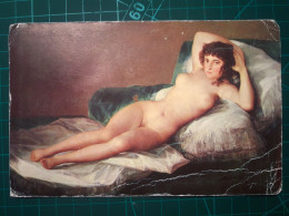 CARTE POSTALE, ART, Peinture Artistique. La Maja De Goya. Joli   Variété De Couleurs Pastel. - Paintings