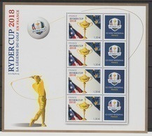 France 2018 - BF YT N°142 Mini-feuillet Bloc 4 Timbres Ryder Cup Golf LUXE MNH RARE ! Tirage 30 000 - Nuevos