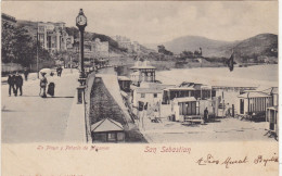 ESPAGNE.  SAN SEBASTIAN. LA PLAYA Y PALACIO DE MIRAMAR . ANNEE 1905 + TEXTE + TIMBRE - Guipúzcoa (San Sebastián)