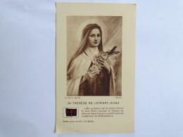 Image Religieuse, Ste Thérèse De L'Enfant Jésus, étoffe Ayant Touché à La Sainte - Devotieprenten