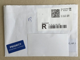 Germany Used Letter Stationery Stamp QR Barcode Registered Label Printed Sticker Stamp On Cover 2024 - Brieven En Documenten