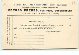 Vins Du Minervois Ancienne Maison Jules Ferran A AZILLE-MINERVOIS - Ferran Frères - Otros & Sin Clasificación