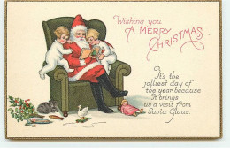 Wishing You A Jolly Christmas - Père Noël Lisant Un Livre à Des Enfants - Other & Unclassified