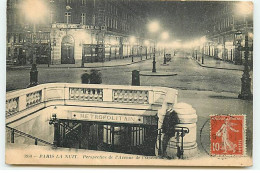 PARIS La Nuit - Perspective De L'Avenue De L'Opéra - Métropolitain - Métro Parisien, Gares