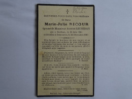Image Religieuse, Décès 1917 Marie Julie RICOUR ép. Mr Arsène Leuridan - Belgique Berthen Dranoutre - Devotion Images