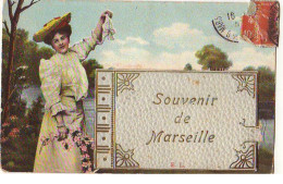 Carte à Système - Souvenir De MARSEILLE - Jeune Femme Tenant Un Mouchoir - Ohne Zuordnung