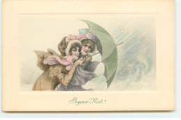MM Vienne N°655 - Joyeux Noël - Deux Jeunes Femmes Se Protégeant De La Neige Derrière Un Parapluie - Autres & Non Classés